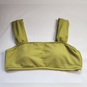 Mynah Green Gold Shimmer Thick Strap Bandeau Style Swim Top Size M